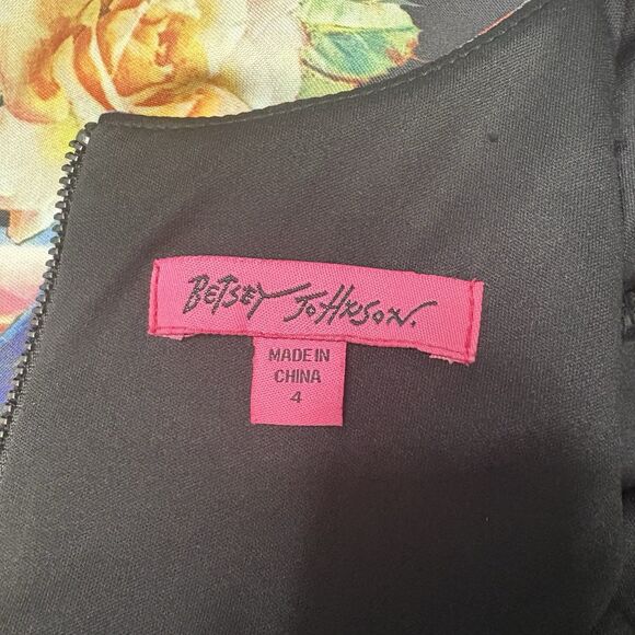 BETSEY JOHNSON FLORAL CAP SLEEVE SHEATH DRESS WOMENS SIZE 4 - Picture 15 of 16